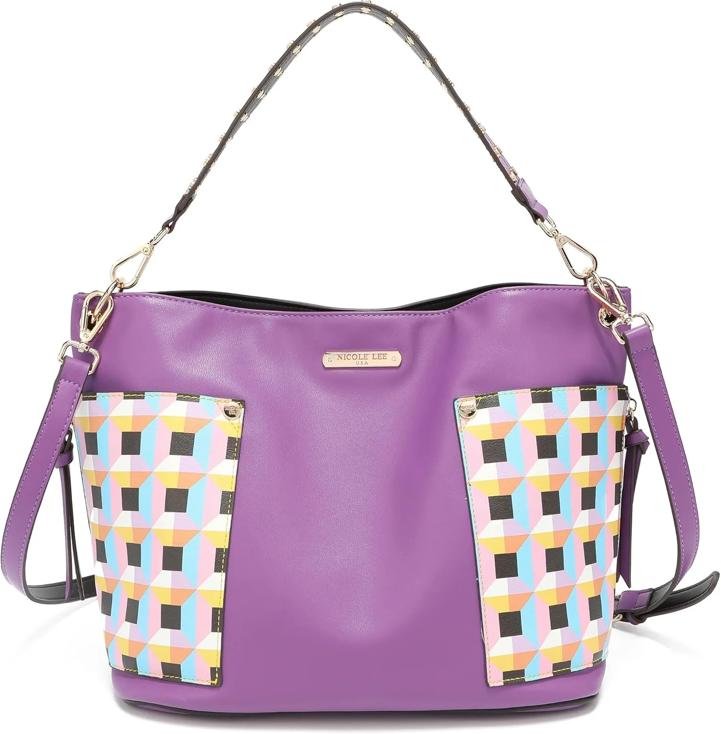 NICOLE LEE Quihn 3 Piece Set, Shoulder Handbag, Zip Pouch Crossbody, Detachable Heart Coin Purse