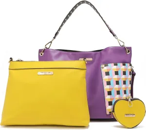 NICOLE LEE Quihn 3 Piece Set, Shoulder Handbag, Zip Pouch Crossbody, Detachable Heart Coin Purse