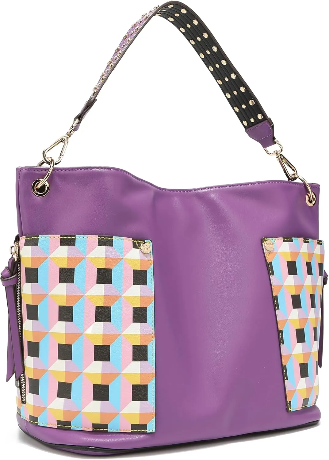 NICOLE LEE Quihn 3 Piece Set, Shoulder Handbag, Zip Pouch Crossbody, Detachable Heart Coin Purse