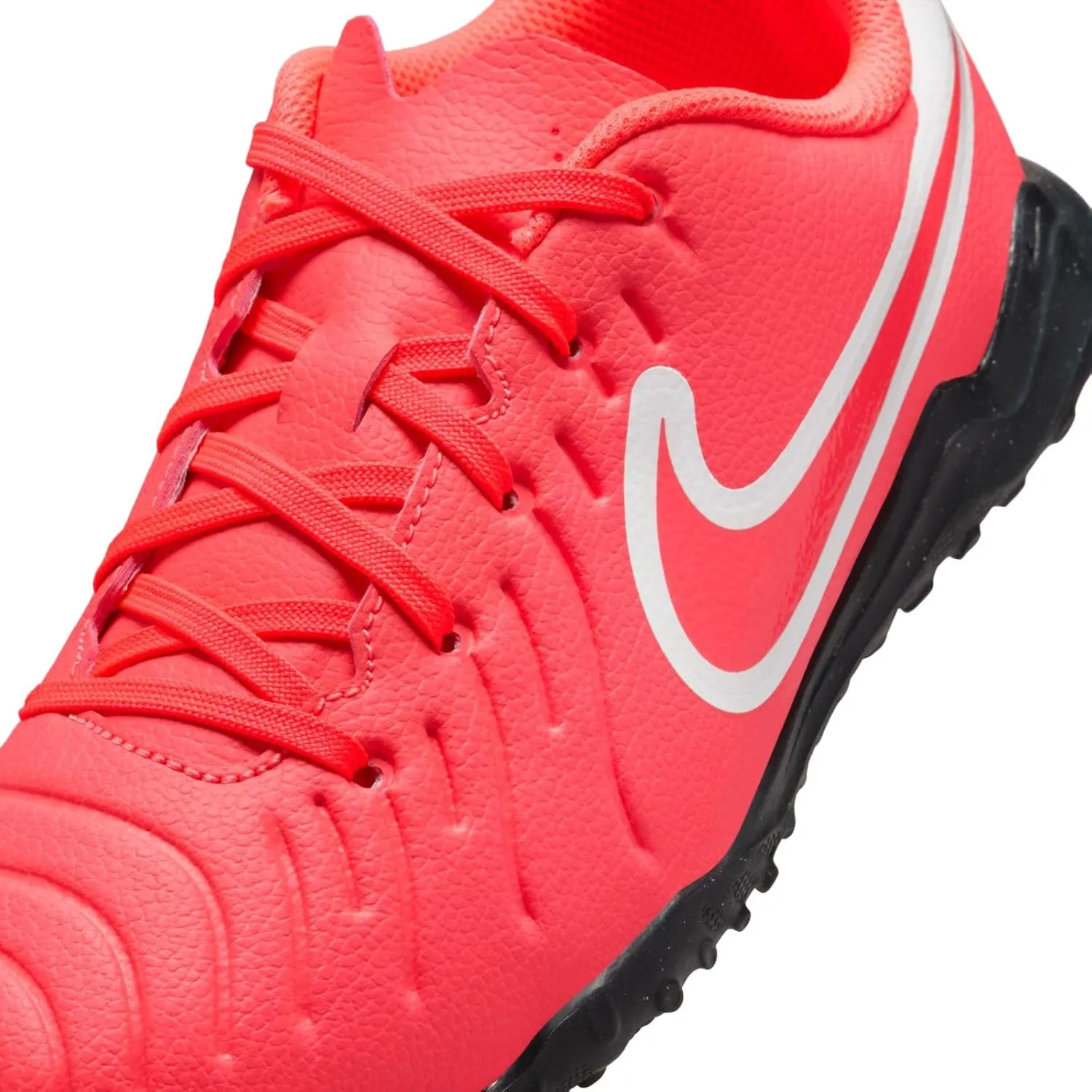 Nike Jr. Tiempo Legend 10 Club Little/Big Kids' Turf Low-Top Soccer Shoes (DV4355-800, Hot Lava/White)