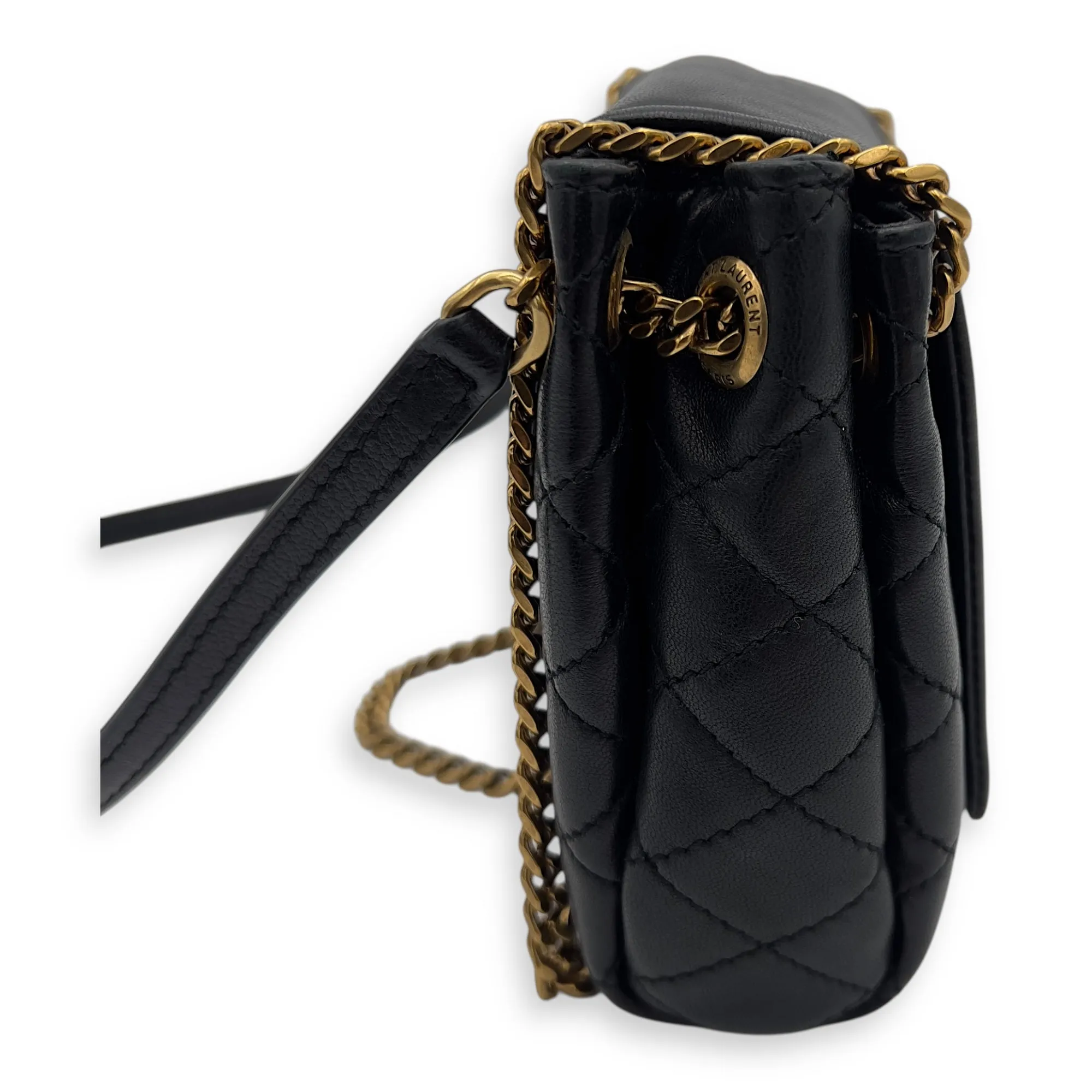 Nolita Crossbody Bag Mini Beige in Lambskin, Gold hardware
