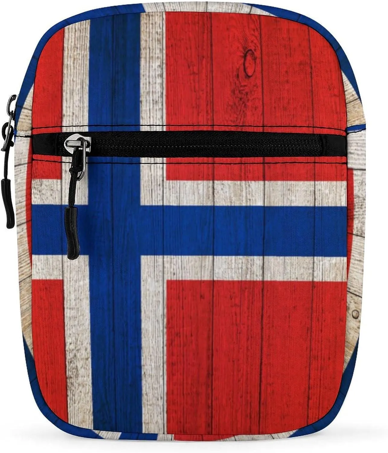 Norway Flag on Grunge Wooden Casual Crossbody Bags for Women Men Mini Sling Purse Shoulder Messenger Bag
