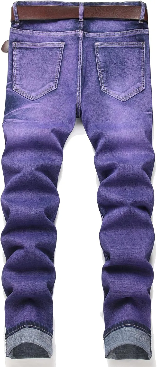 NOVOCCT Men’s Skinny Stretch Jeans, Slim Fit Distressed Ripped Pants Fashion Skinny Jeans for Men