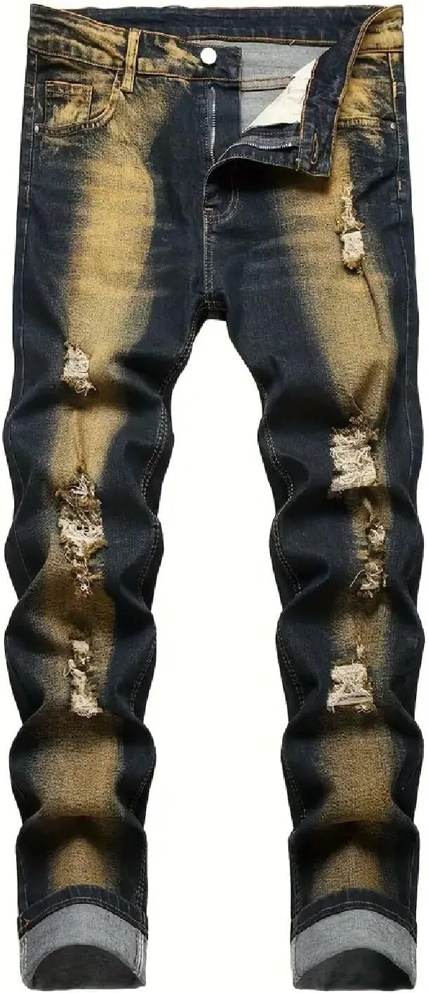 NOVOCCT Men’s Skinny Stretch Jeans, Slim Fit Distressed Ripped Pants Fashion Skinny Jeans for Men