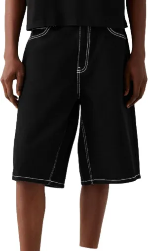 NUFIWI Mens Baggy Denim Shorts Straight Wide Leg Knee Length Denim Carpenter Short Vintage Cargo Jean Jorts with Pockets