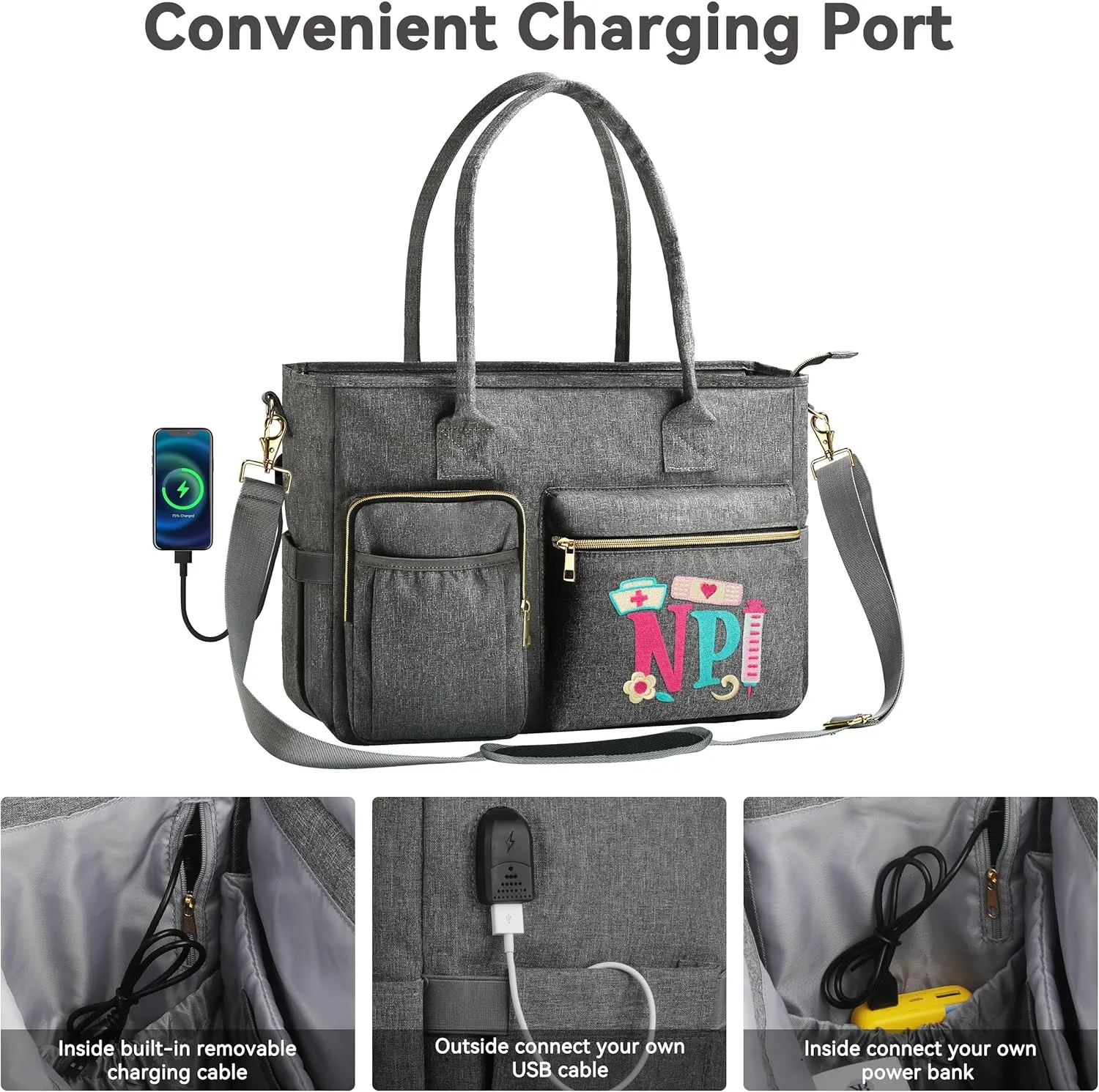 Nurse Bag - Large 17'' Tote for Work & Nursing School Essentials