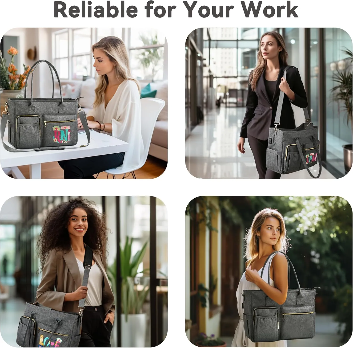 Nurse Bag - Large 17'' Tote for Work & Nursing School Essentials