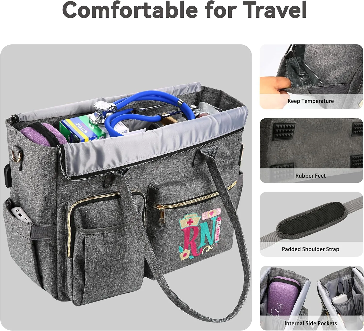 Nurse Bag - Large 17'' Tote for Work & Nursing School Essentials