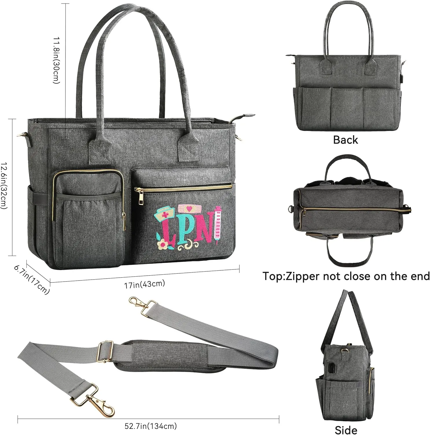 Nurse Bag - Large 17'' Tote for Work & Nursing School Essentials