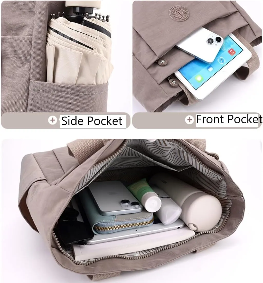 Nylon Lightweight Handbag for Women Tote Purses Multi-pocket Shoulder Bag for Work Travel