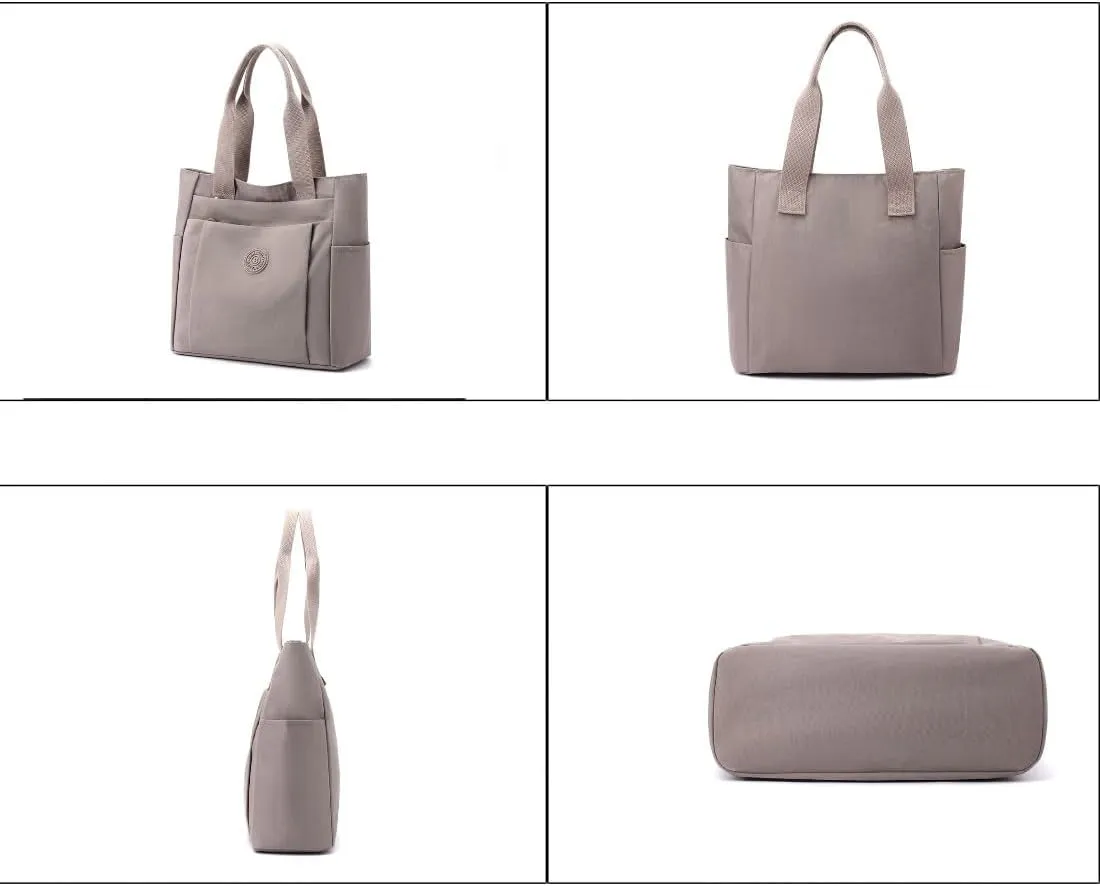 Nylon Lightweight Handbag for Women Tote Purses Multi-pocket Shoulder Bag for Work Travel