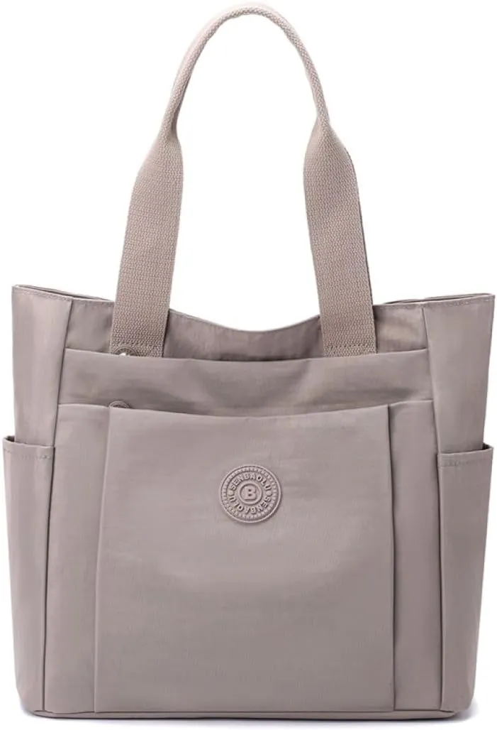 Nylon Lightweight Handbag for Women Tote Purses Multi-pocket Shoulder Bag for Work Travel