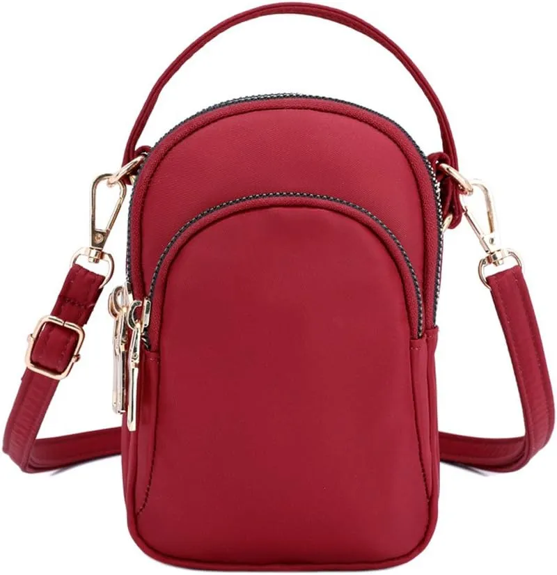 Nylon Plaid Multi-Pockets Small Crossbody Bags Cell Phone Purse Smartphone Wallet for Women with Handy Carry