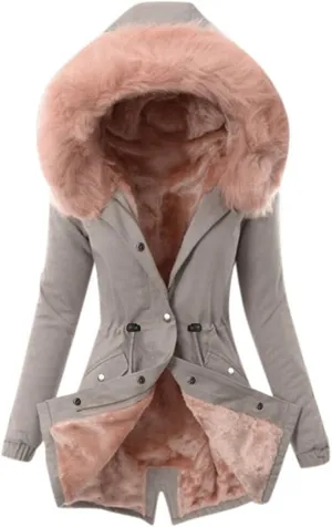 OIOLOYJM Winter Fashion Coats Womens Warm Hooded Jacket Thick Padded Loose Fleece Outerwear Oversized Faux Fur Hooded Coats