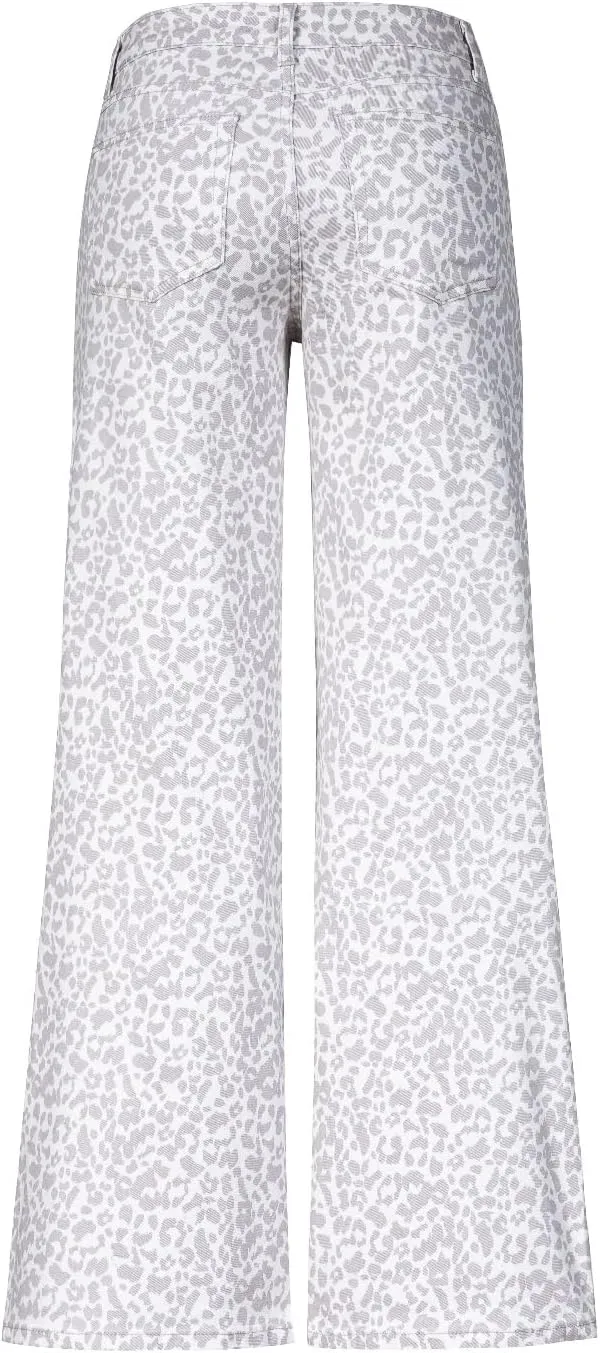 ONESO Mid-Low Rise Baggy Jeans Wide Leg for Women Distressed Pants Stretchy Bottom Lady Basic Comfortable Denim