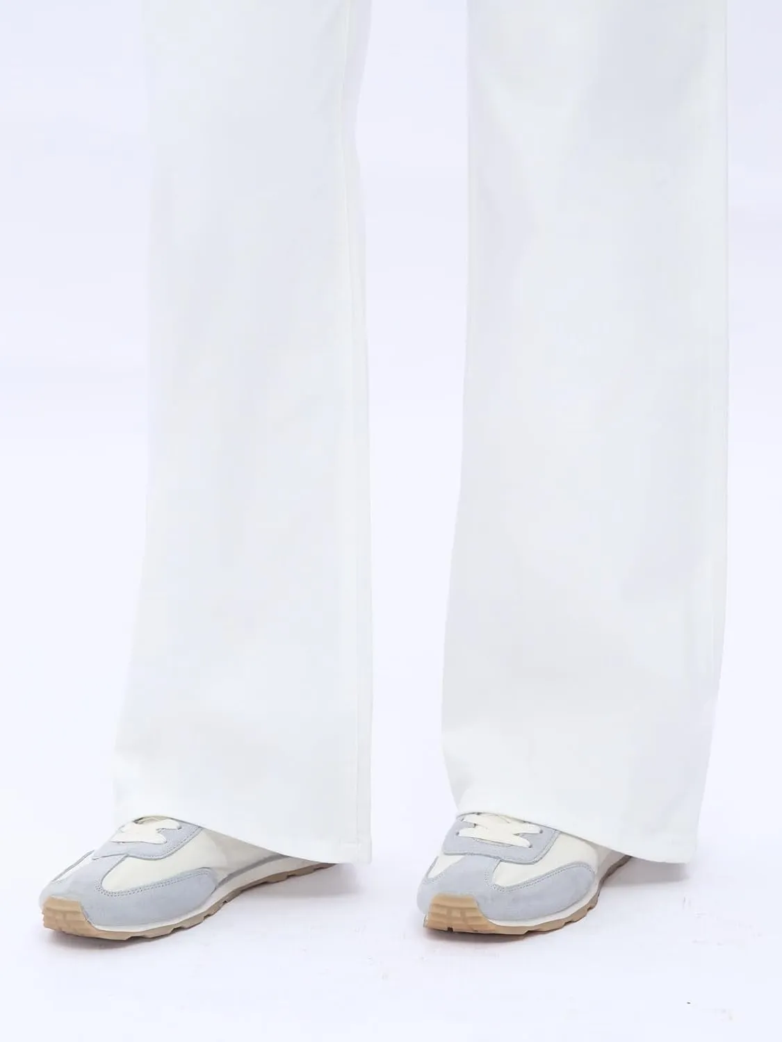 ONESO Mid-Low Rise Baggy Jeans Wide Leg for Women Distressed Pants Stretchy Bottom Lady Basic Comfortable Denim
