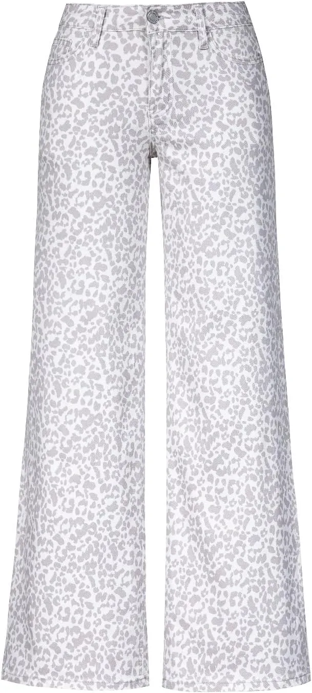 ONESO Mid-Low Rise Baggy Jeans Wide Leg for Women Distressed Pants Stretchy Bottom Lady Basic Comfortable Denim
