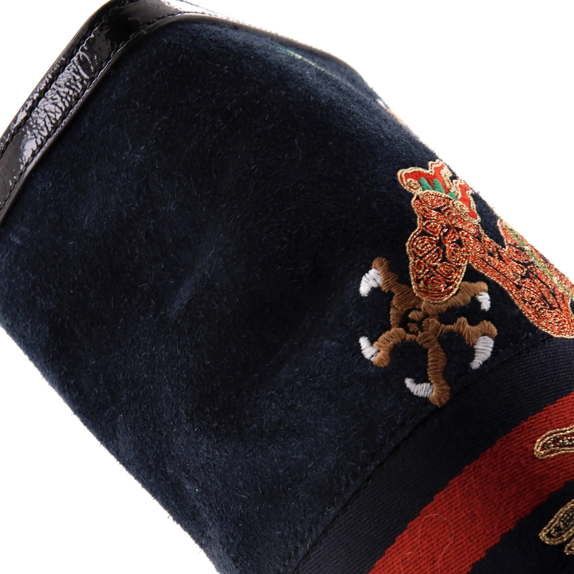 Ophidia Chain Shoulder Bag Embroidered Suede Medium