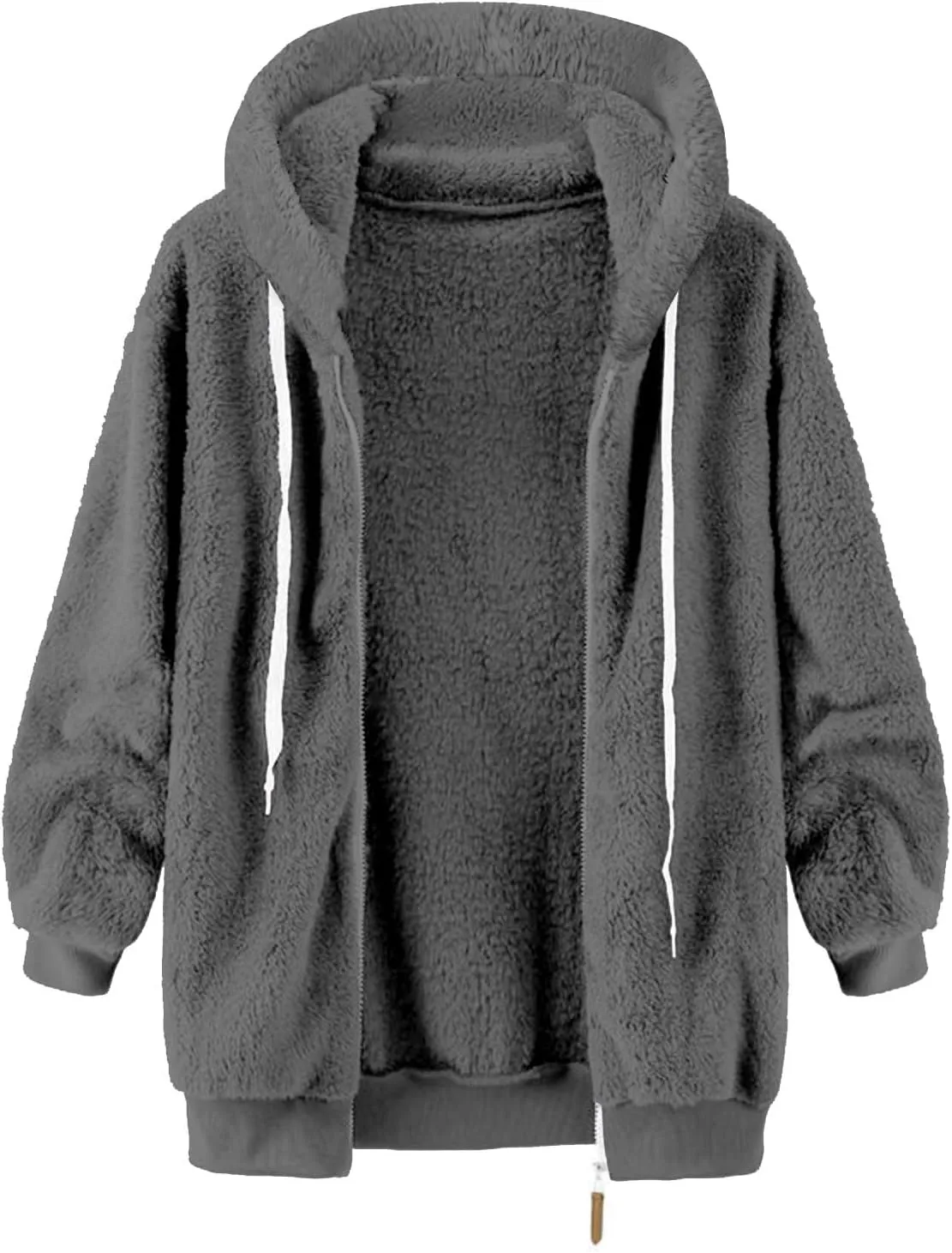 Oversized Fuzzy Fleece Jackets For Women Fashion 2024 Soft Faux Fur Cardigan Coat Shaggy Warm W