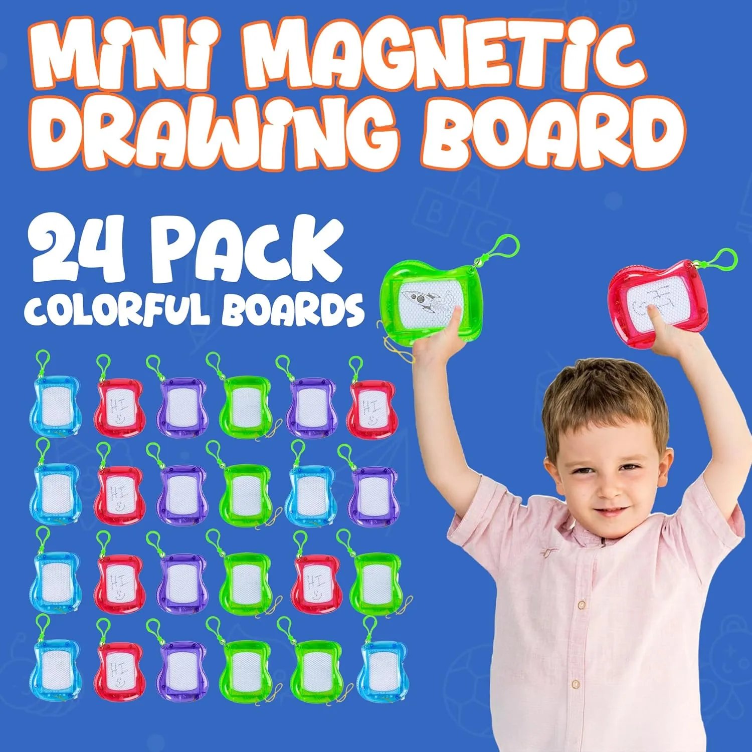 Pack of 24 Mini Magnetic Drawing Board for Kids - Backpack Keychain Clip Drawing Boards, Erasable Doodle Sketch Writing Pad, Birthday Kids Party Favors & Goodie Bags Stuffers