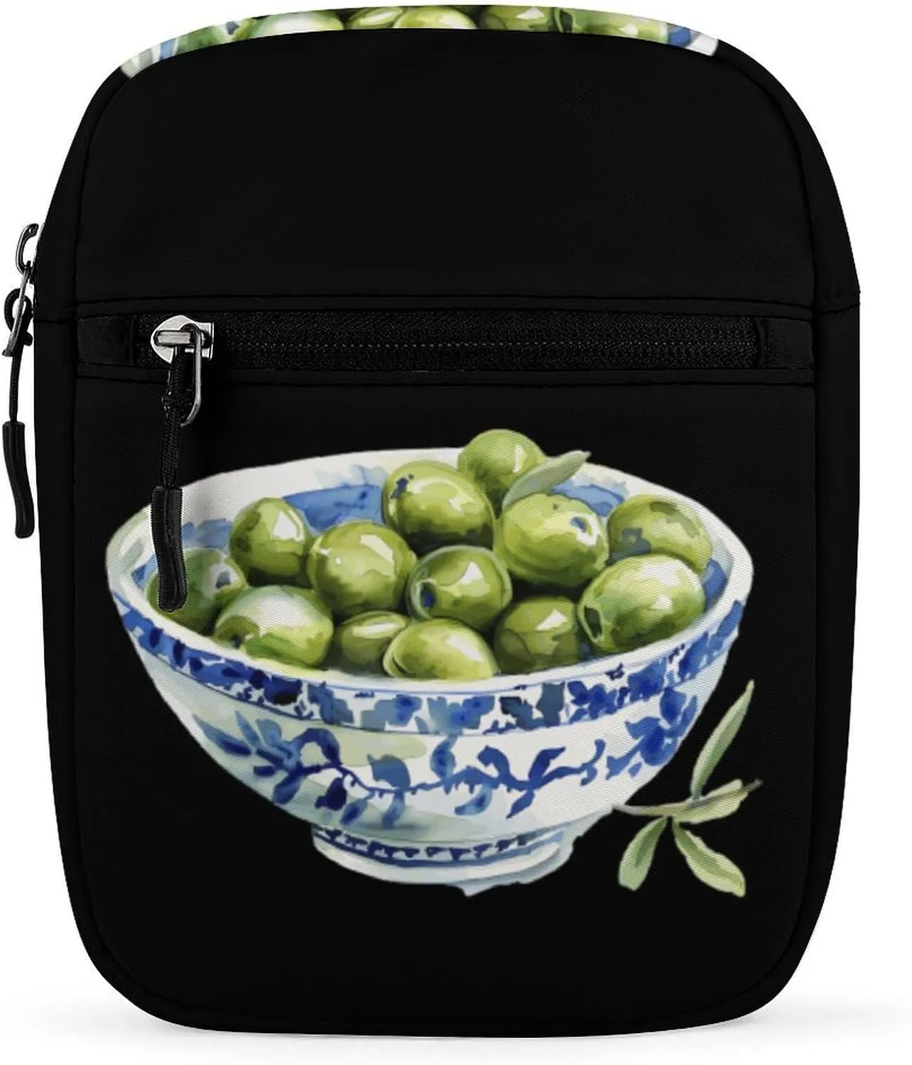 Painted Olive Bowl Small Crossbody Purse Cute Travel Shoulder Bag with Adjustable Strap for Men Women