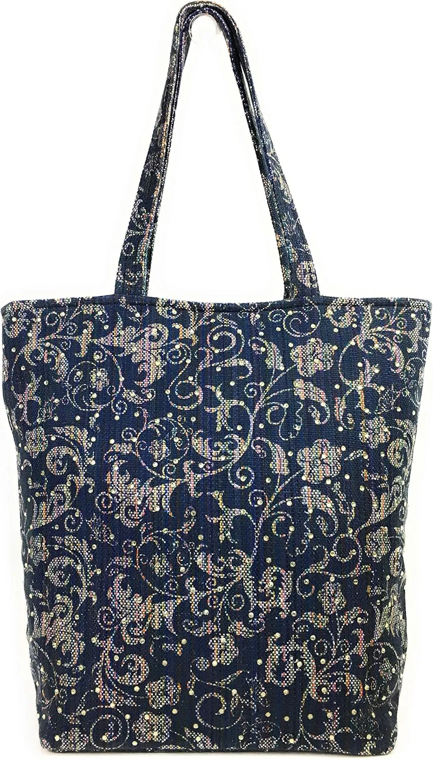 Paisley Rhinestone Shoulder Tote Bag Purse - Large - Fair Trade