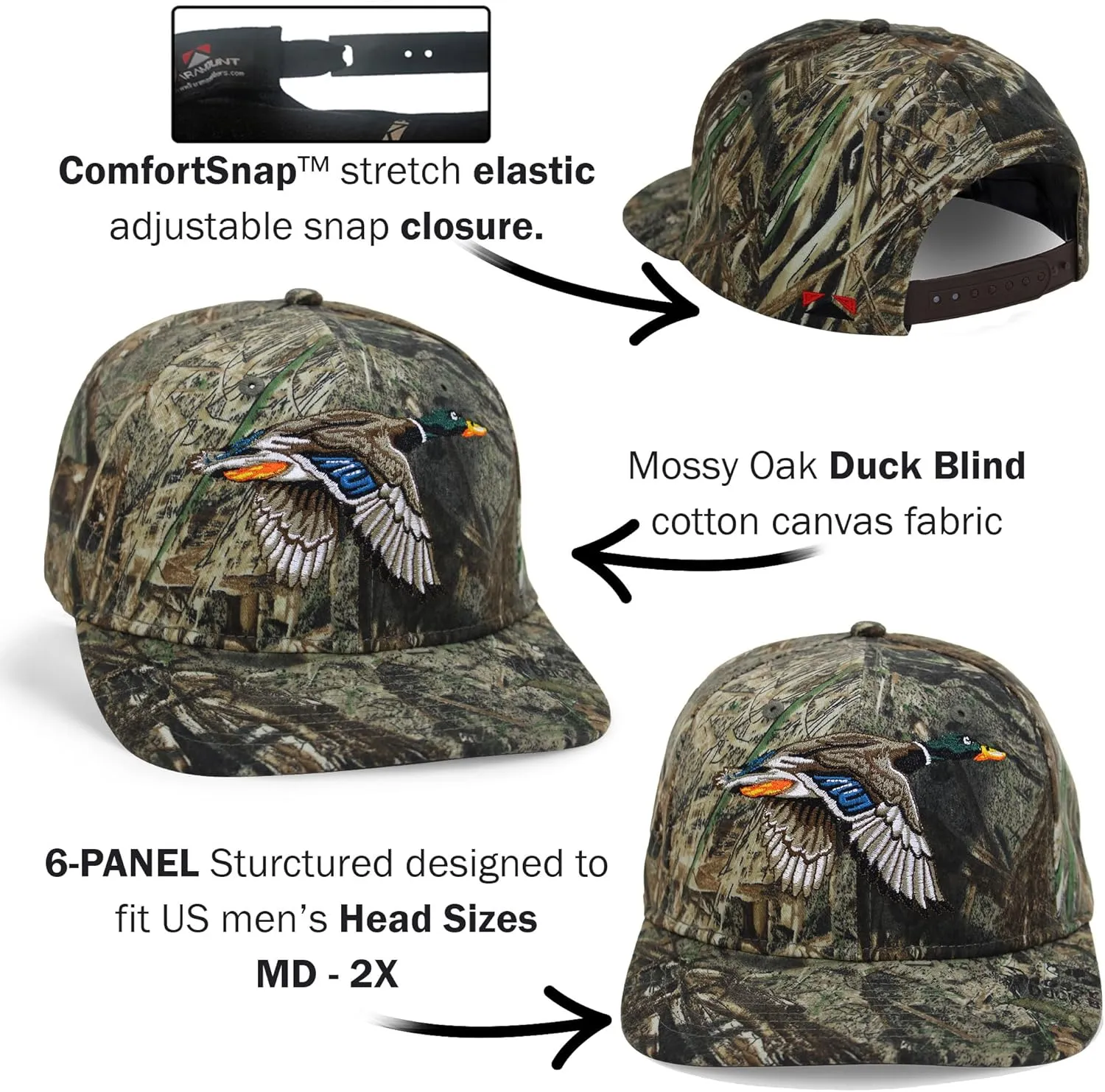 Paramount Outdoors Retriever Hunting Dog Hats for Men Performance Fabrics Stretch Elastic Snapback