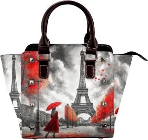 Paris-Romance-France Pu Leather Crossbody Studded Bag, Fashionable Shoulder Handbag With Detachable Shoulder Strap