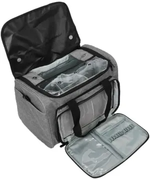 Parliky Large Capacity Travel Pouch Woolen Yarn Storage Bag for Crocheting Knitting Shoulder Bag Multi-Pockets (Grey)