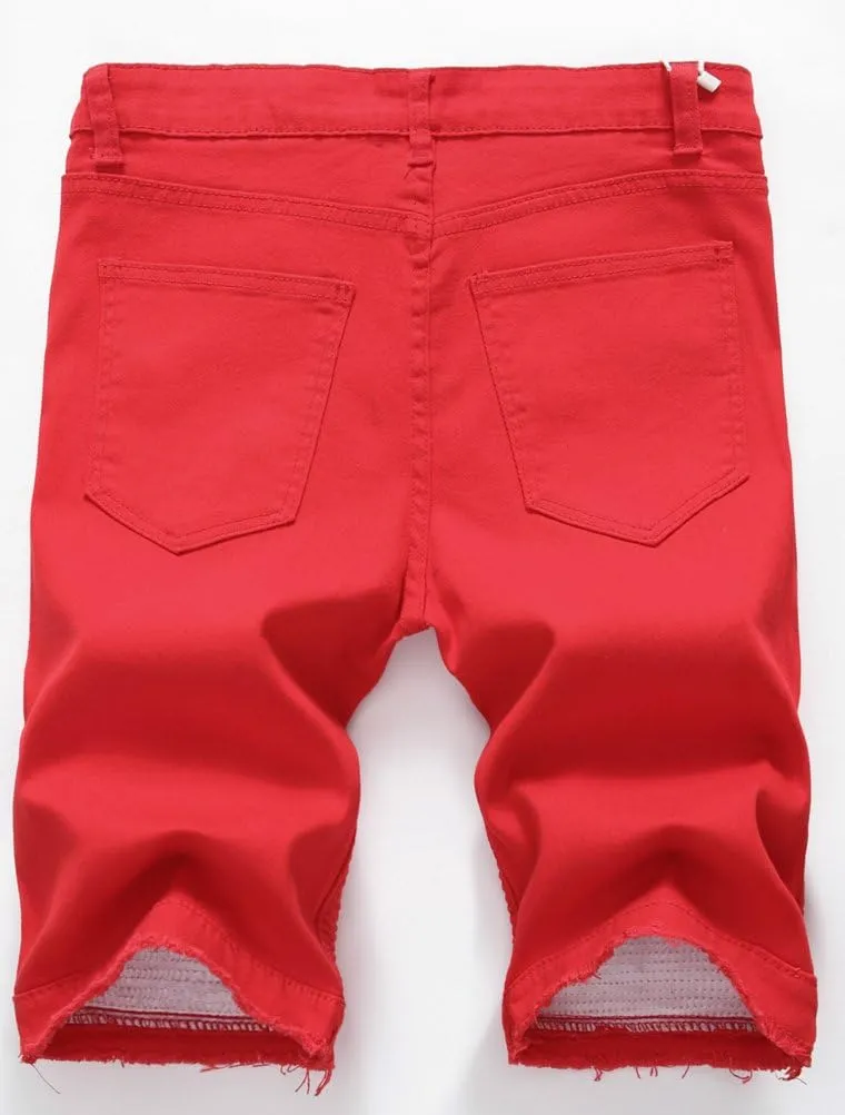 PASOK Men's Casual Denim Shorts Classic Fit Vintage Summer Cotton Jeans Shorts
