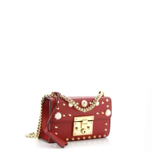 Pearly Padlock Shoulder Bag Studded Leather Small