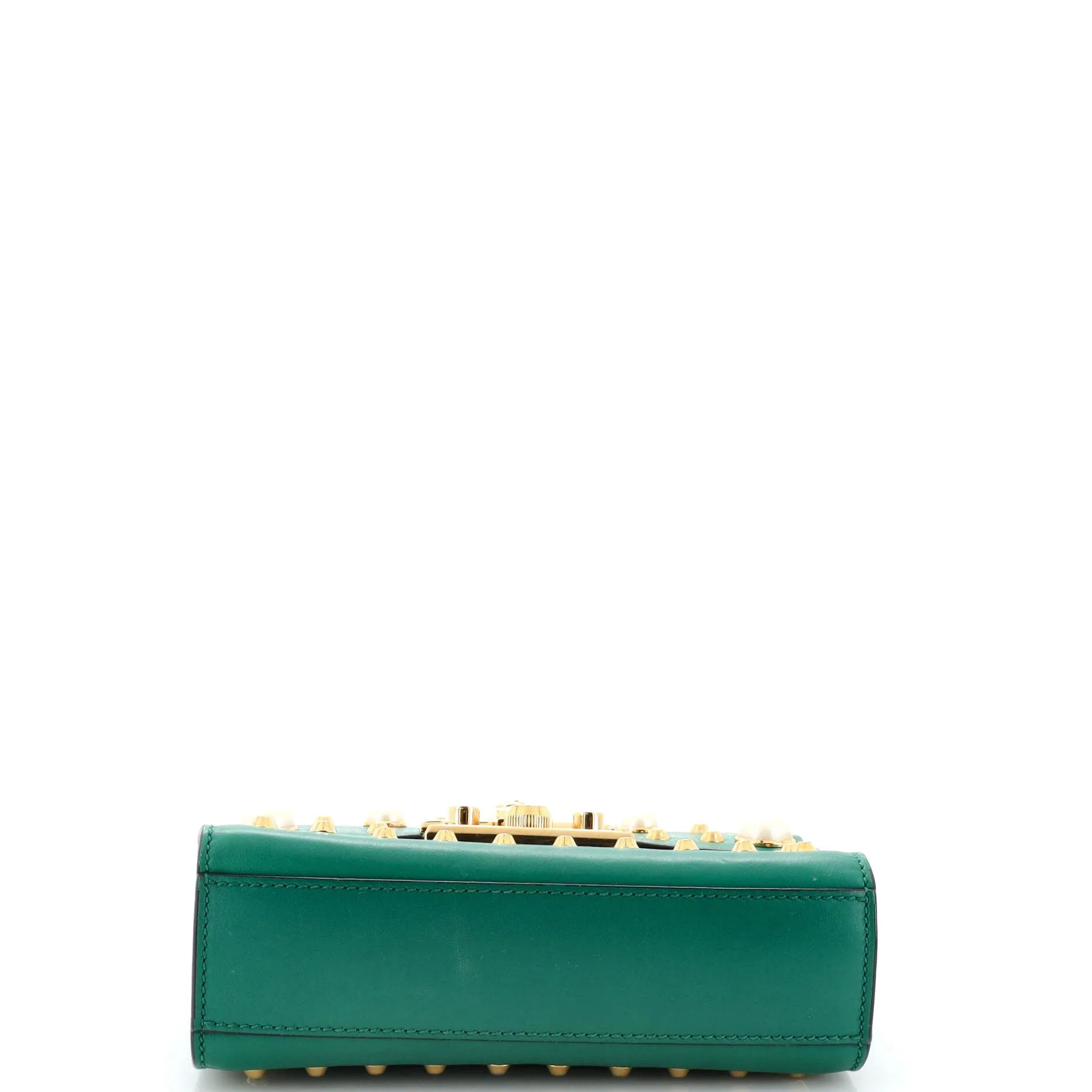 Pearly Padlock Shoulder Bag Studded Leather Small