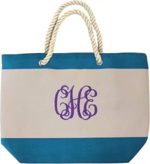 Personalized Beach Tote Bag with Zipper, Pockets, Monogram - Bridesmaid Wedding Party - Custom Monogrammed