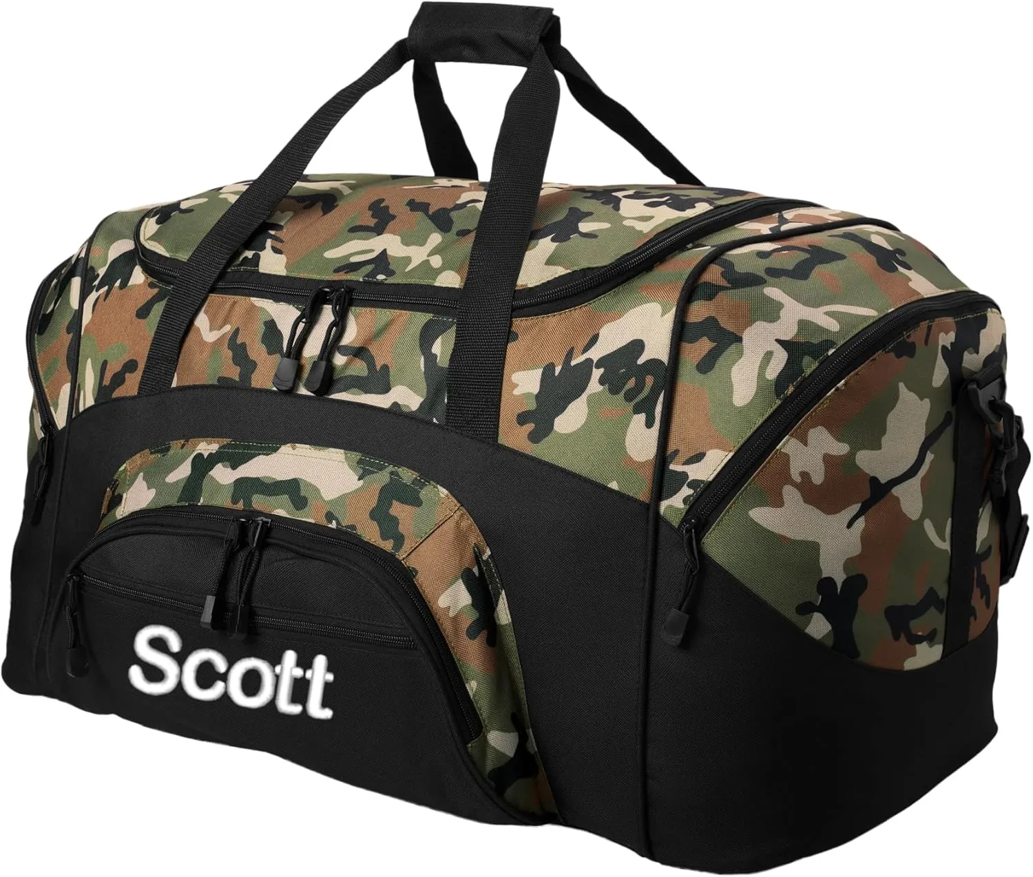 Personalized Large Tactical Camo Duffel Bag, Duffle Range Bag, Military Camouflage, Athlete Gift, Embroidered Name