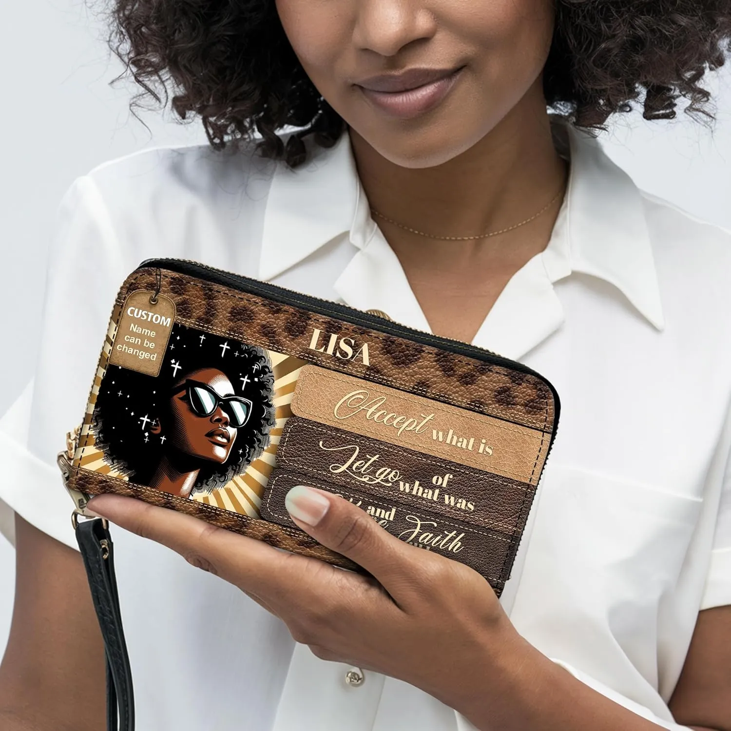 Personalized Leather Handbag For Black African Women – Matching Purse and Wallet Set – Mother's Day Gifts for Melanin Woman