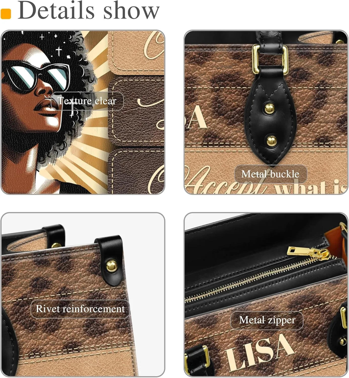 Personalized Leather Handbag For Black African Women – Matching Purse and Wallet Set – Mother's Day Gifts for Melanin Woman