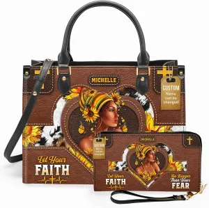 Personalized Leather Handbag For Black African Women – Matching Purse and Wallet Set – Mother's Day Gifts for Melanin Woman