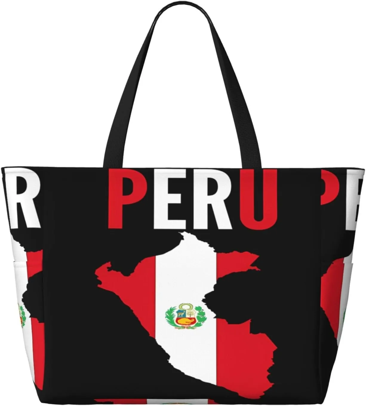 Peruvian Peru Flag Tote Bag With 8 Storage Pockets Top Zip Shoulder Bag Handbag For Travel Work Women