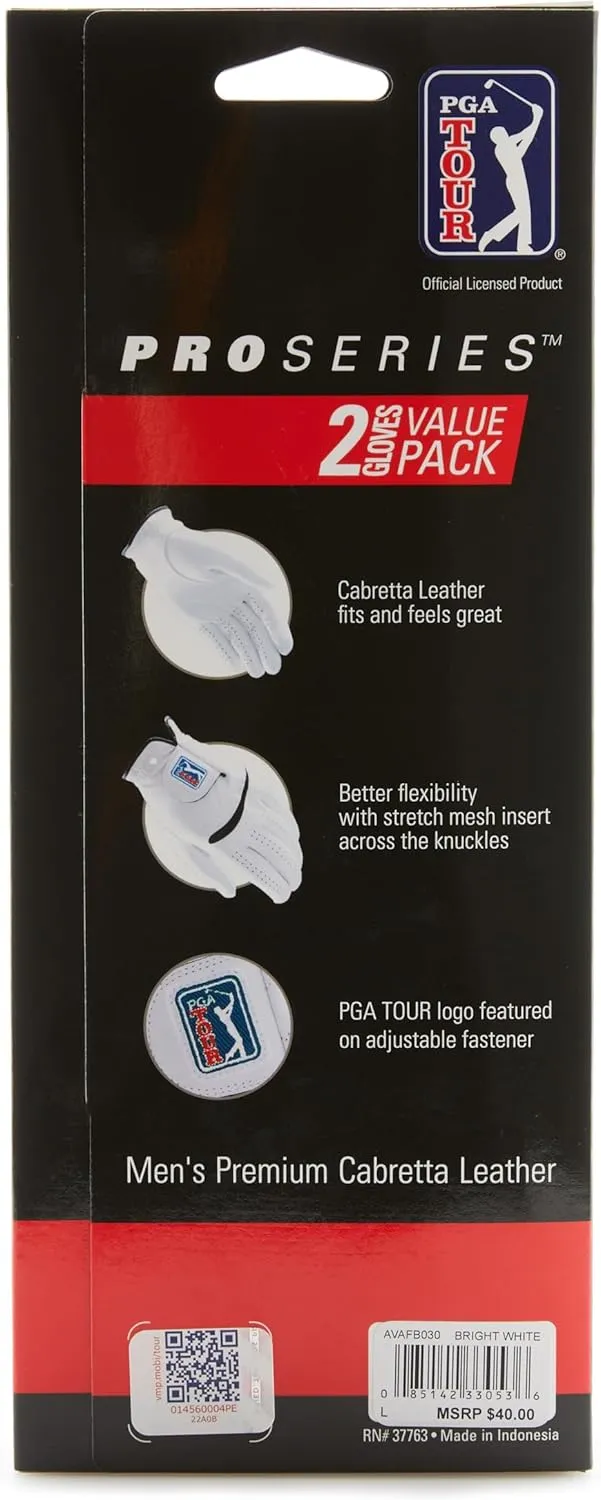 PGA TOUR Two Pack Men's Leather Glove - Right