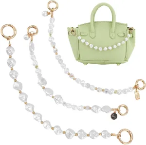 PH PandaHall 3 Styles Pearl Purse Chain Strap Irregular Pearl Bag Chain, White Imitation Pearl Bead Bag Chain Purse Chain Extender Bag Strap for DIY Handbag Tote, 11inch/10inch/12.5inch