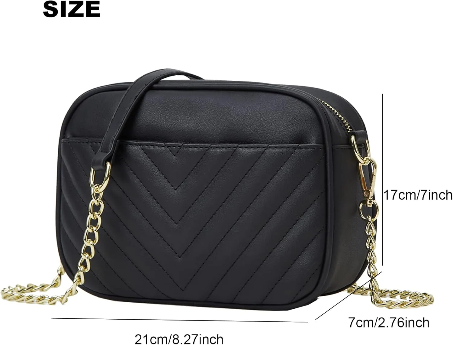 Phone Crossbody Bag with Chain Strap, Lightweight Vegan Leather Shoulder Purse for women