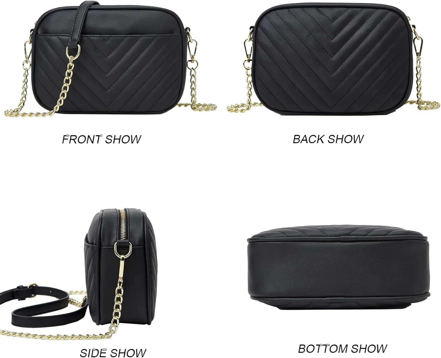 Phone Crossbody Bag with Chain Strap, Lightweight Vegan Leather Shoulder Purse for women