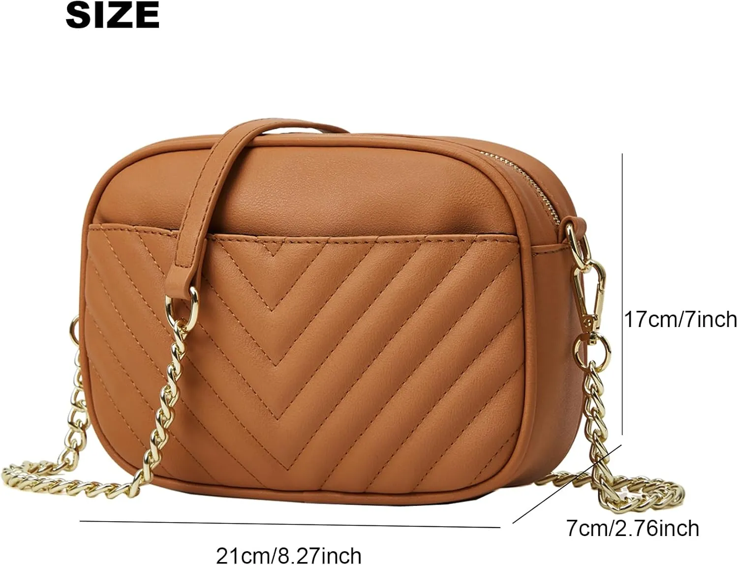 Phone Crossbody Bag with Chain Strap, Lightweight Vegan Leather Shoulder Purse for women