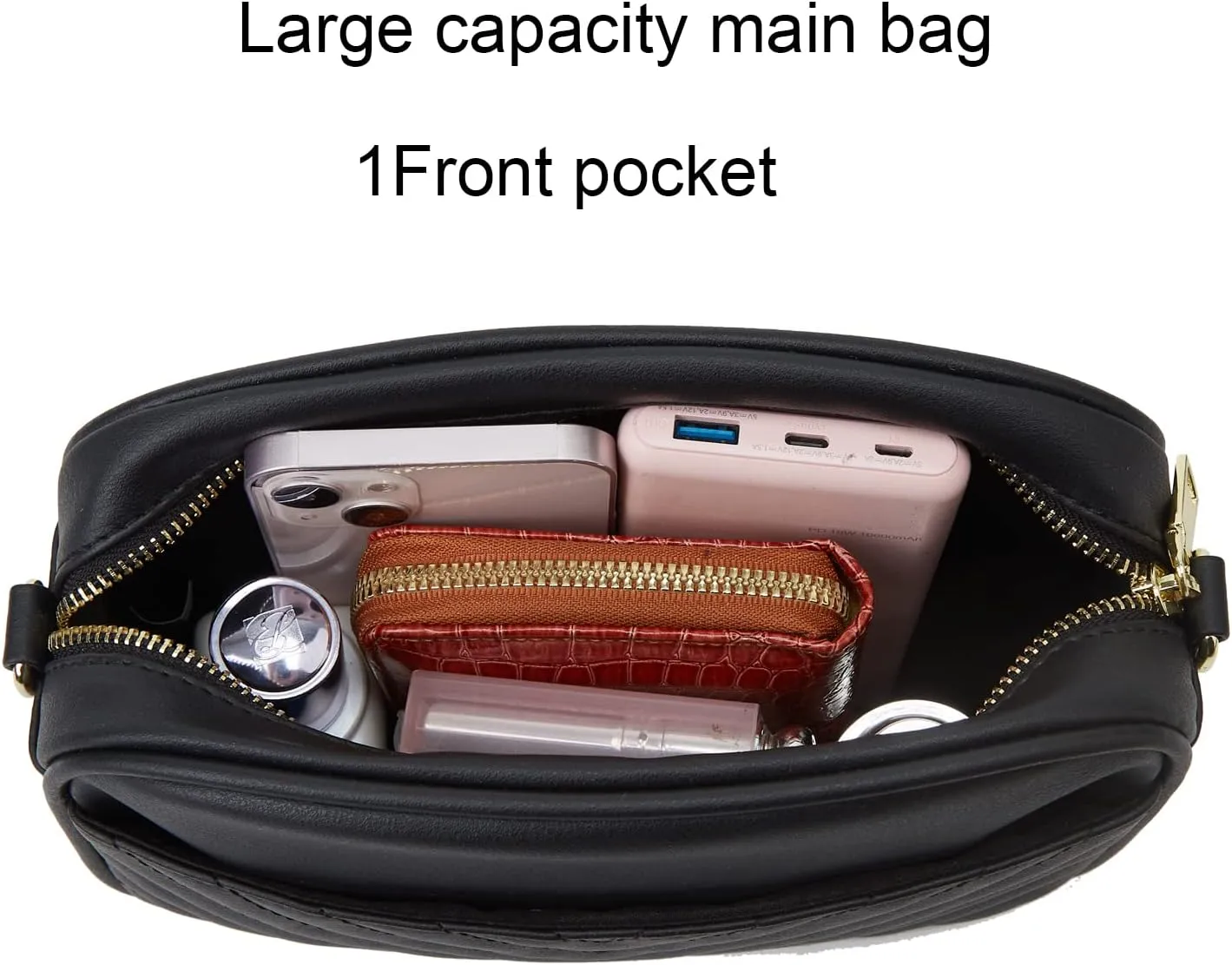 Phone Crossbody Bag with Chain Strap, Lightweight Vegan Leather Shoulder Purse for women