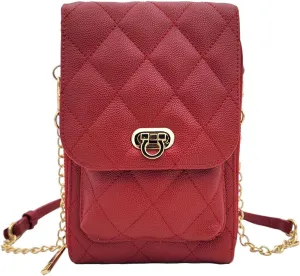 Phone Crossbody Bags for Women Small Vegan Leather Mini Shoulder Wallet Card Quilted Purse