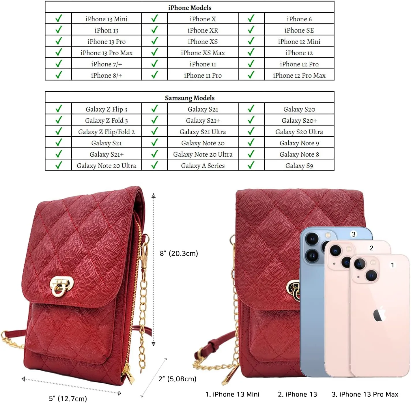 Phone Crossbody Bags for Women Small Vegan Leather Mini Shoulder Wallet Card Quilted Purse