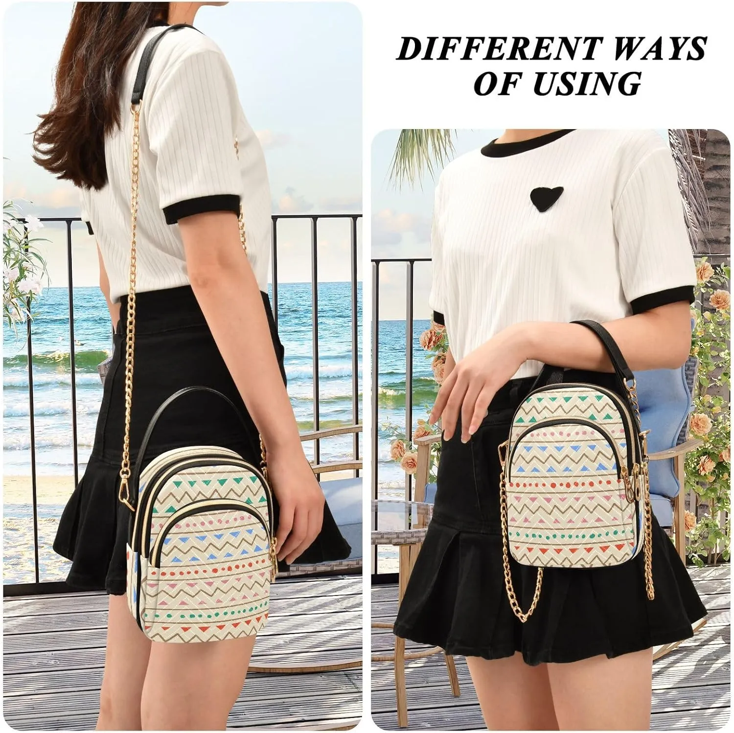 Phone Purse Women Small Cell Wallet Crossbody Bags Women's Mini Shoulder Bag Black Paisley Petals