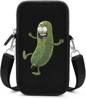 Pickle Dancing Cucumber Small Crossbody Bags Cell Phone Bag Wallet Purses with Adjustable Strap for Women Men
