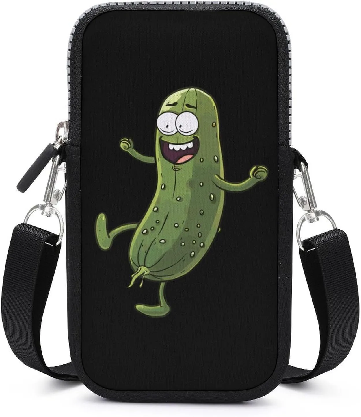 Pickle Dancing Cucumber Small Crossbody Bags Cell Phone Bag Wallet Purses with Adjustable Strap for Women Men