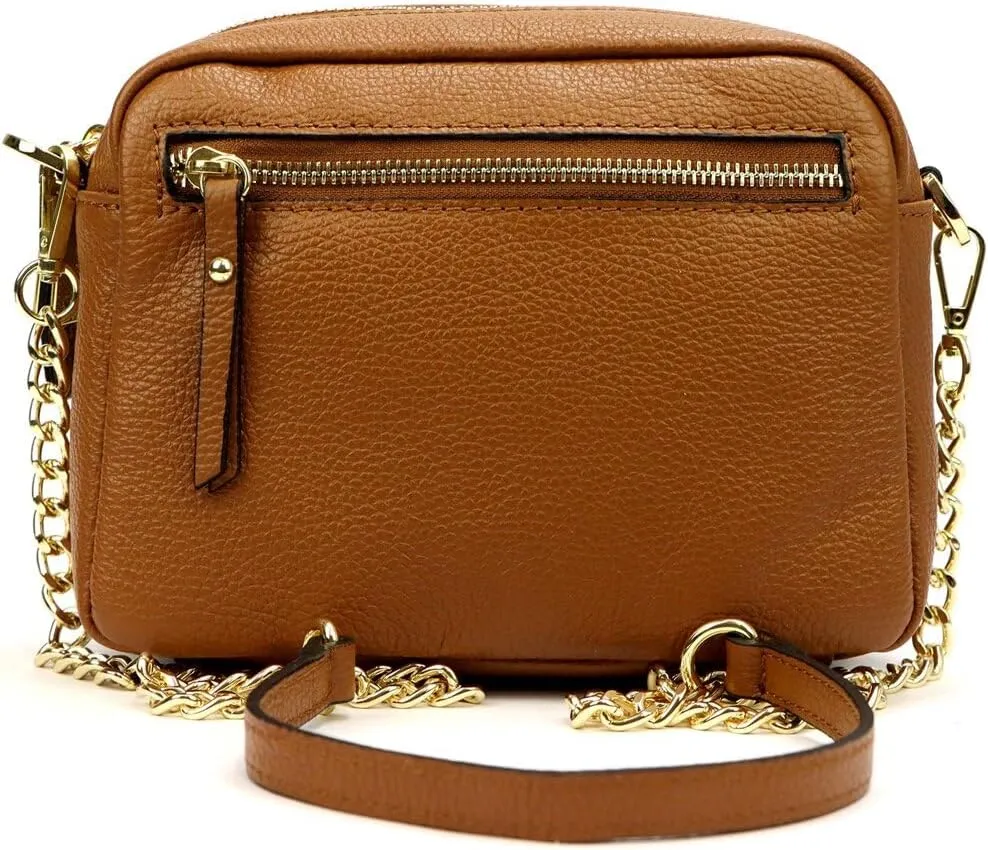 Pierre Cardin FRZ 1848 DOLLARO Women's Handbag - Genuine Leather, Adjustable Chain Shoulder Strap, Gold Finish